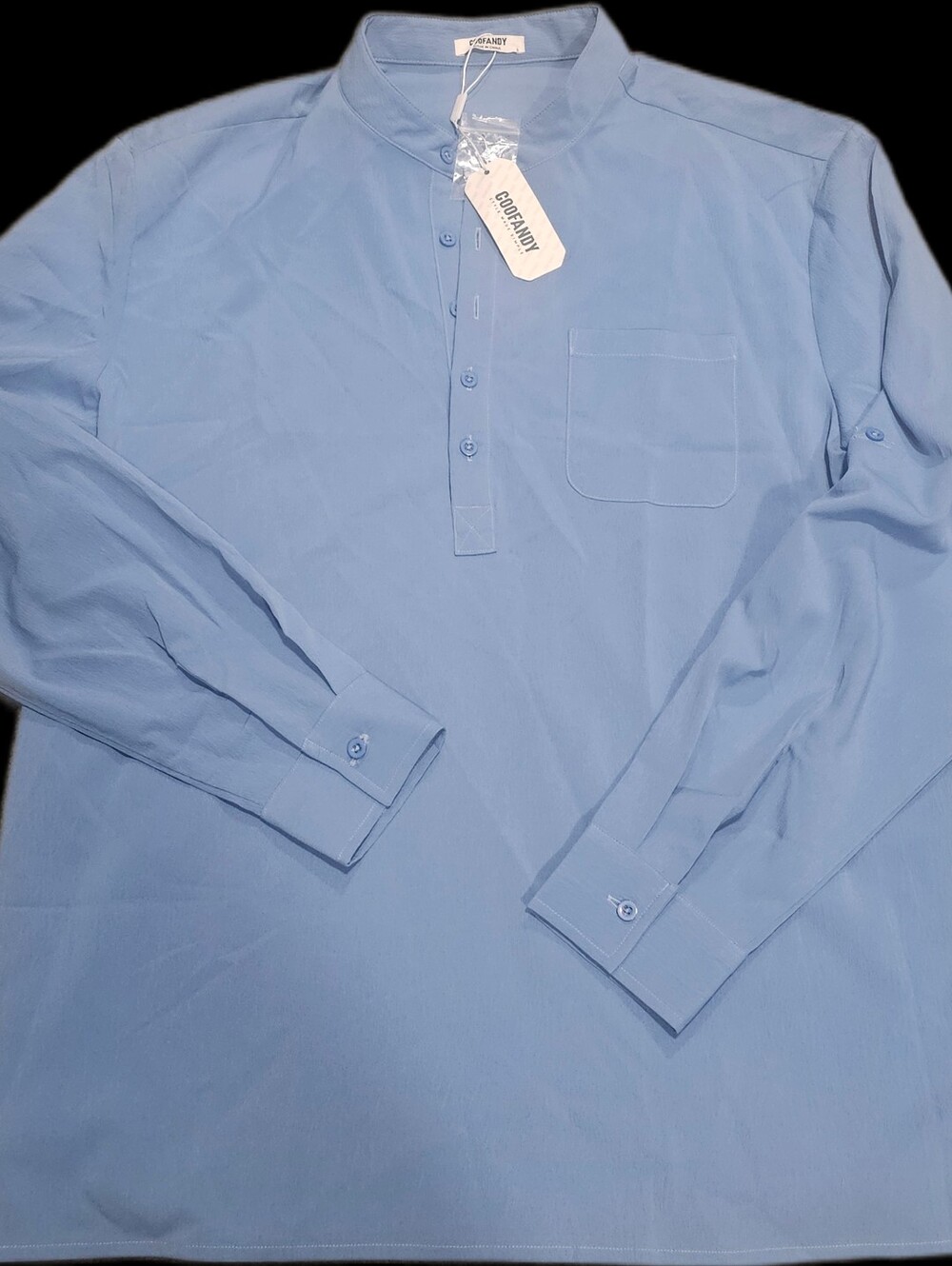 COOFANDY Men's Casual Henley Shirts Long Sleeve Band Collar  Beach Shirt